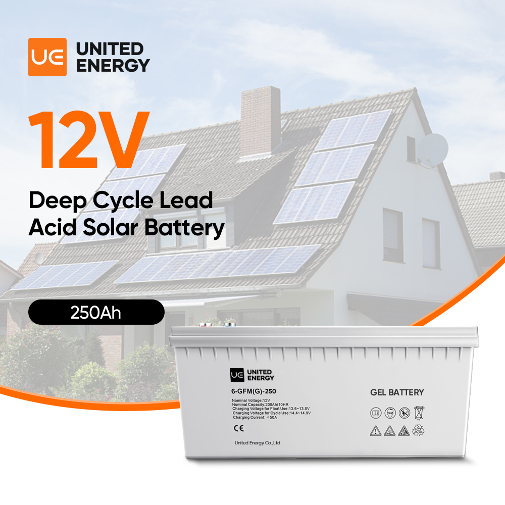 Akumulatory żelowe United Energy 12V 100ah 150ah 200ah 250Ah Akumulator do przechowywania energii słonecznej